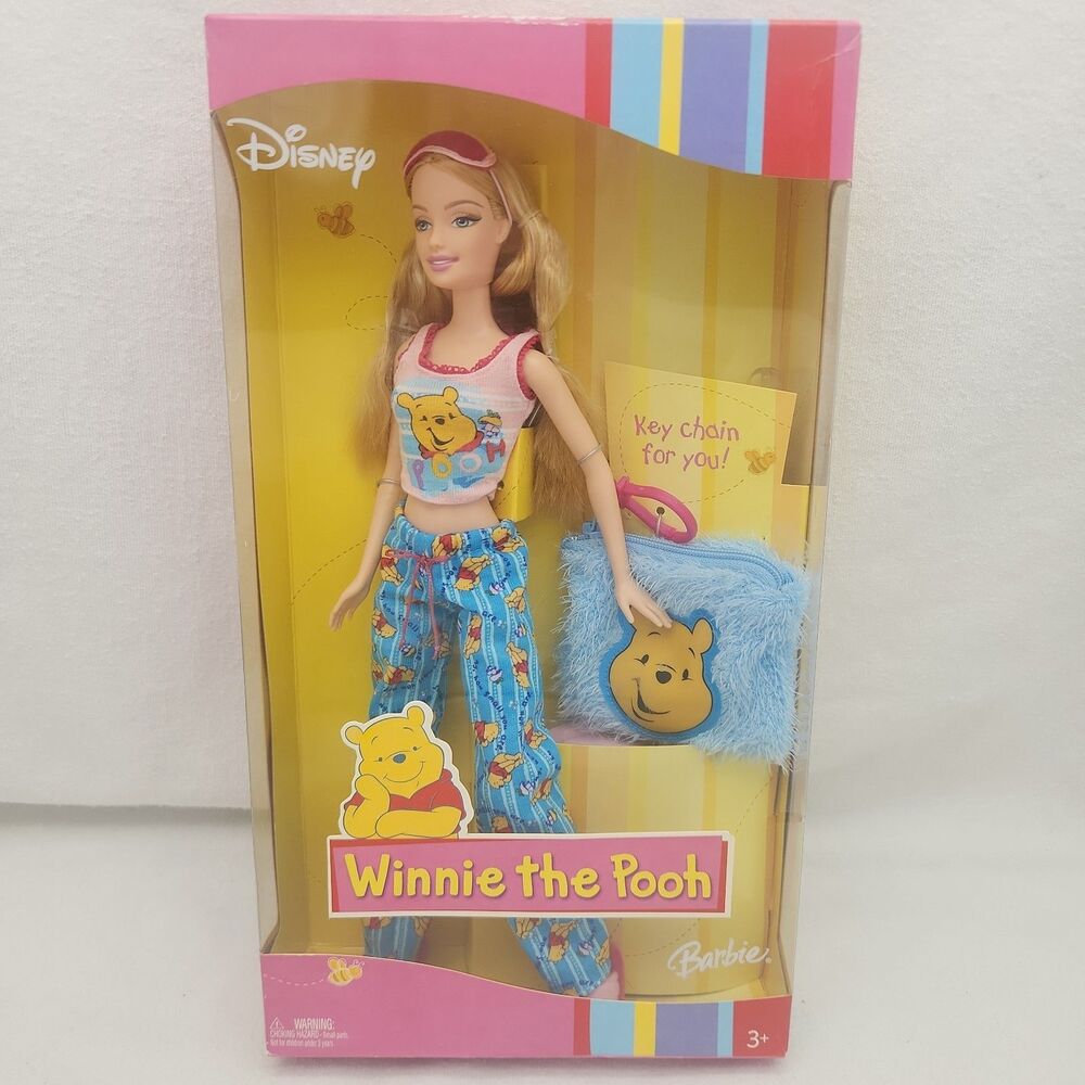Doll Barbie Winnie the Pooh Sleepwear W/Keychain For You 2004 Disney Mattel NEW